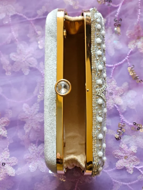 Noor-e-Gulzaar Clutch- Silver - Image 4